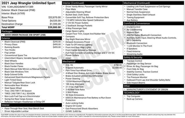 2021 Jeep Wrangler Unlimited Sport 4x4