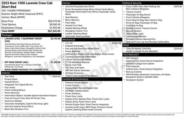 2023 RAM 1500 Laramie Crew Cab 4x4 5'7' Box