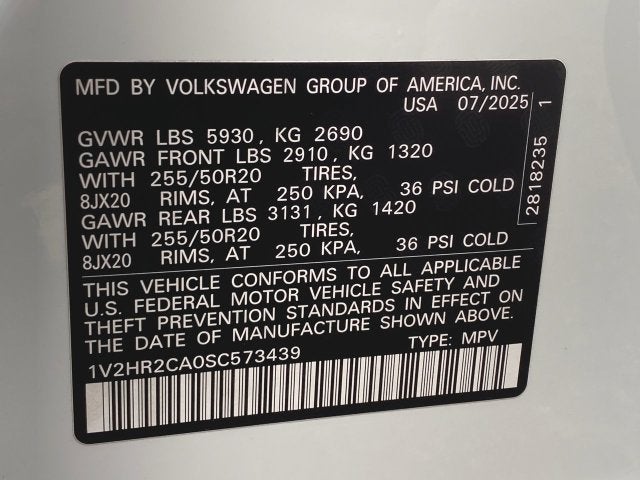 2025 Volkswagen Atlas 2.0T SE w/Technology