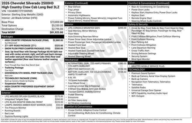 2026 Chevrolet Silverado 2500 HD High Country