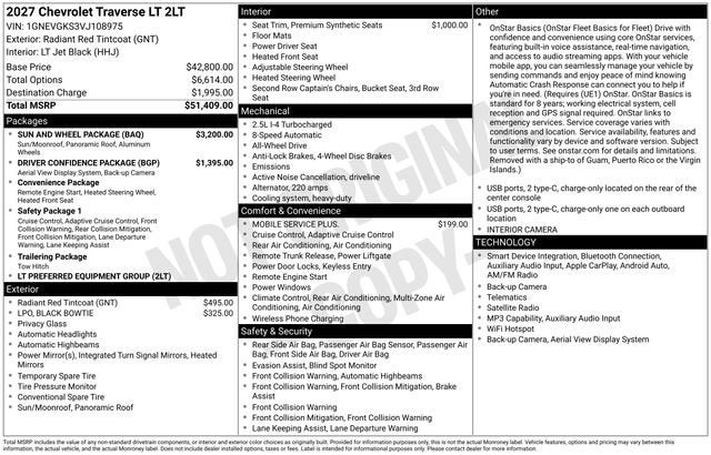 2027 Chevrolet Traverse LT