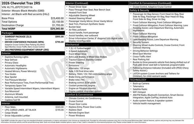 2026 Chevrolet Trax 2RS